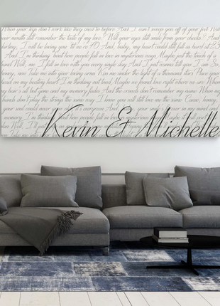 First Dance Song Canvas - A Design Covering The Entire Canvas With Lyrics