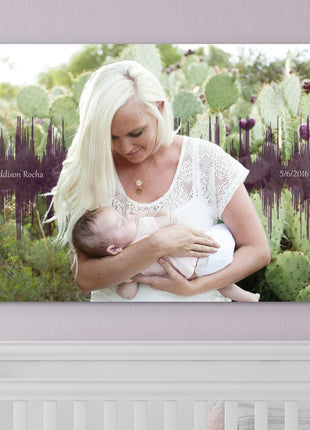 Baby's Heartbeat And Image Soundwave Canvas