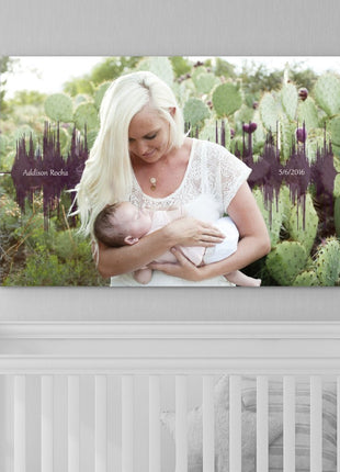 Baby's Heartbeat And Image Soundwave Canvas
