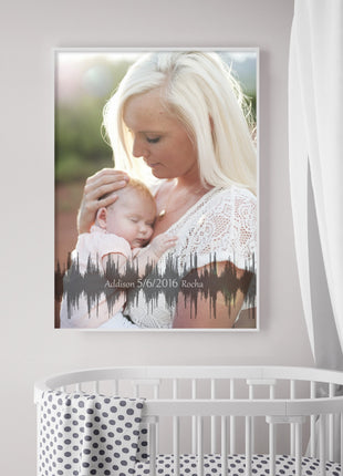Baby's Heartbeat And Image Soundwave Canvas