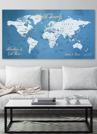 Push Pin Travel Map - Blue Ocean