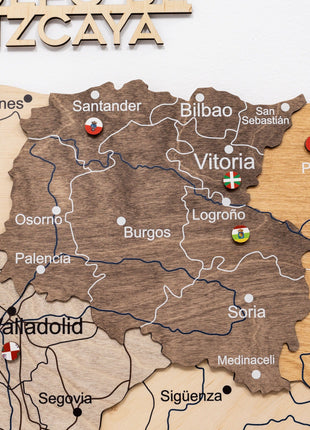 Wooden Map of Spain – Multicolor