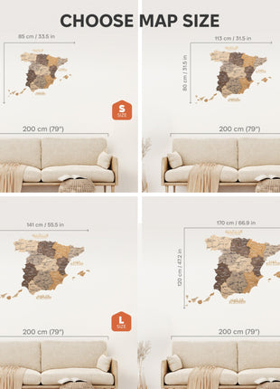 Wooden Map of Spain – Multicolor