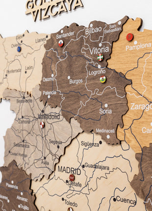 Wooden Map of Spain – Multicolor