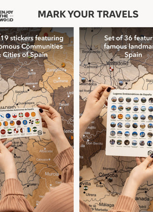 Wooden Map of Spain – Multicolor