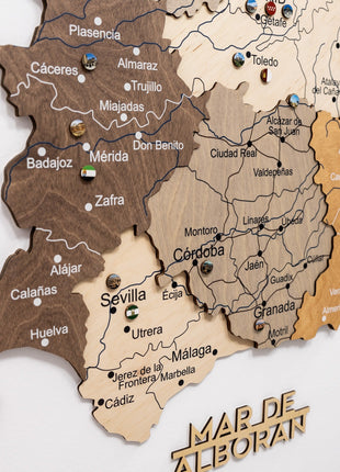 Wooden Map of Spain – Multicolor