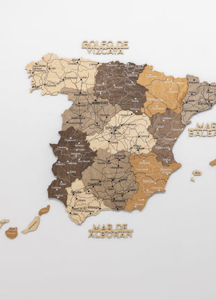 Wooden Map of Spain – Multicolor