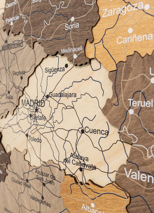 Wooden Map of Spain – Multicolor