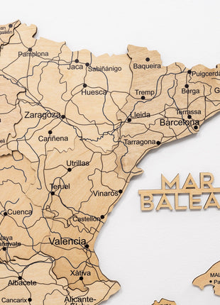 Wooden Map of Spain – Gold