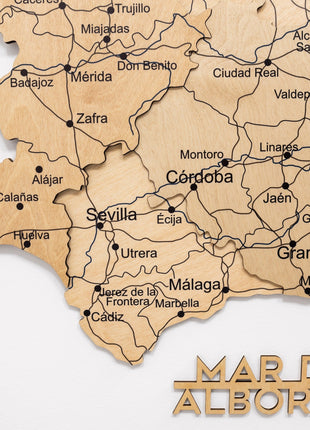Wooden Map of Spain – Gold
