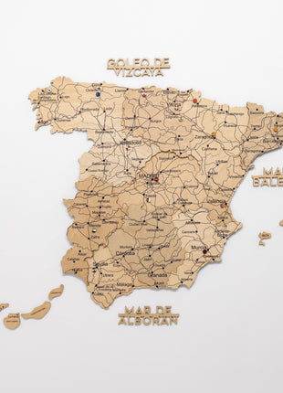 Wooden Map of Spain – Gold
