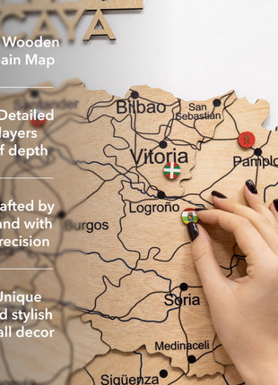 Wooden Map of Spain – Gold