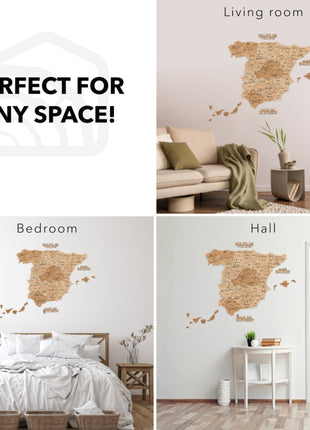 Wooden Map of Spain – Gold