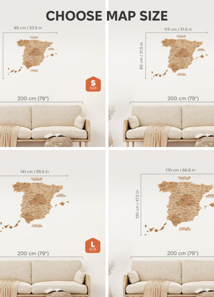 Wooden Map of Spain – Gold