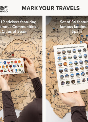 Wooden Map of Spain – Gold