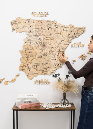 Wooden Map of Spain – Gold