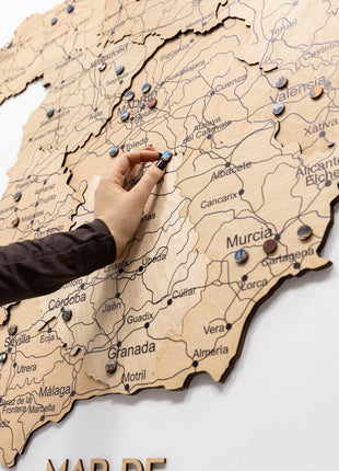 Wooden Map of Spain – Gold