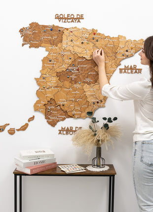 Wooden Map of Spain – Oak