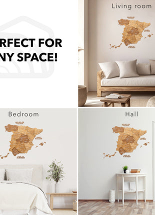 Wooden Map of Spain – Oak