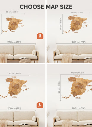 Wooden Map of Spain – Oak