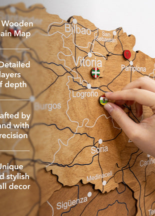 Wooden Map of Spain – Oak