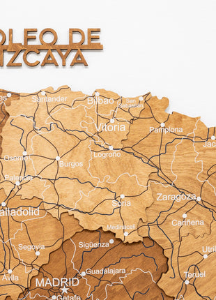 Wooden Map of Spain – Oak