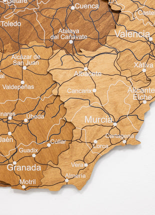 Wooden Map of Spain – Oak