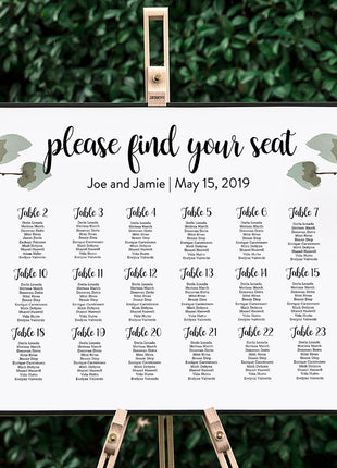 White Floral Wedding Seating Chart