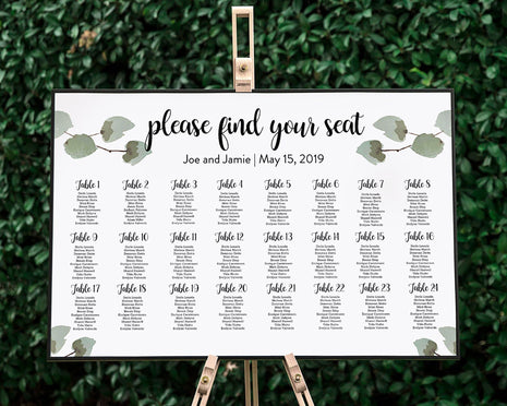 White Floral Wedding Seating Chart