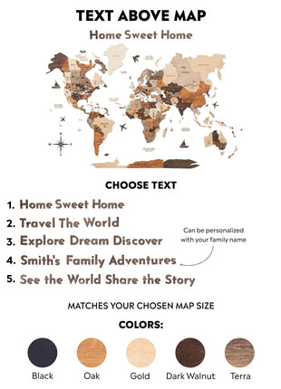 Wooden Map Quotes-Multicolor